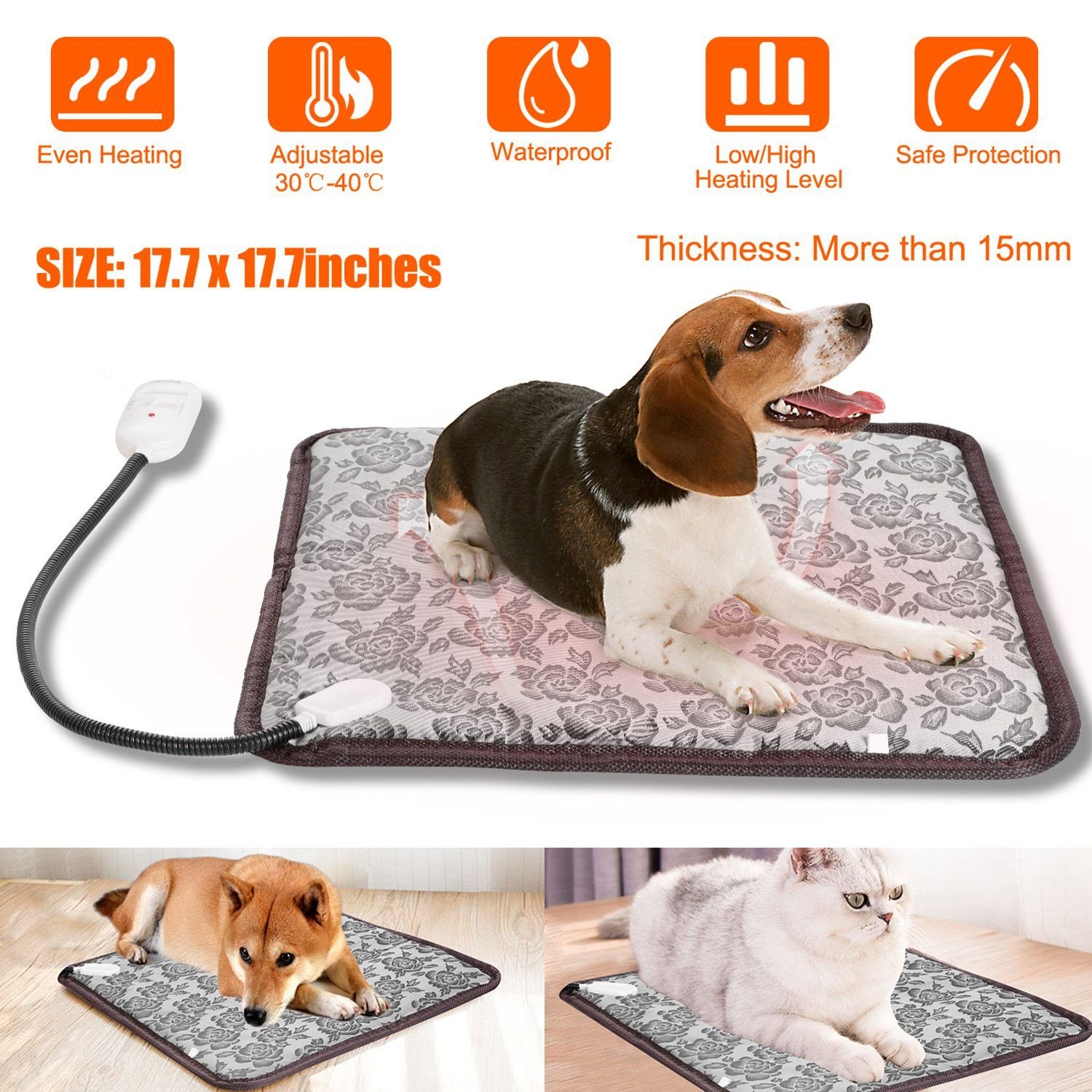 Pet Heating Pad Dog Cat Electric Heating Mat Waterproof Adjustable Warming Blanket Pet Heating Pad Dog Cat Electric Heating Mat Waterproof Adjustable Warming Blanket
