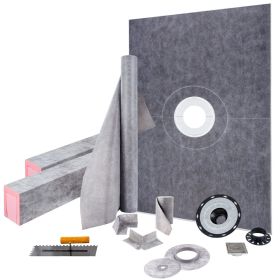 VEVOR Shower Curb Kit, 38"x60" Watertight Shower Curb Overlay with 4" PVC Central Bonding Flange, 4" Stainless Steel Grate VEVOR Shower Curb Kit, 38"x60" Watertight Shower Curb Overlay with 4" PVC Central Bonding Flange, 4" Stainless Steel Grate